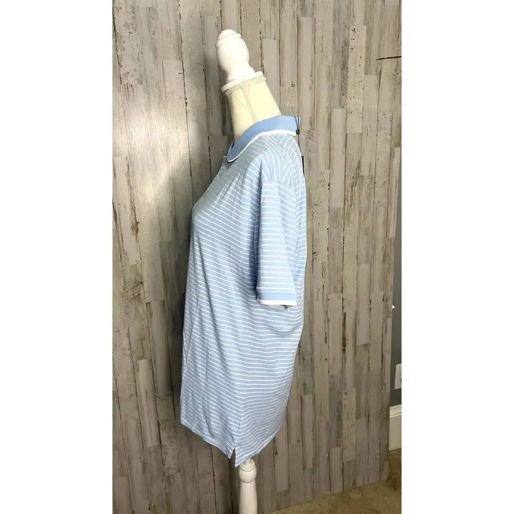 NWT G/Fore Men's Medium Blue &‎ White Stripes Short Sleeve Golf Polo Shirt - Picture 6 of 6